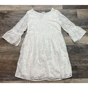 Kate & Sam White Lace Embroidered Lined Dress Boho Cottagecore Size Small